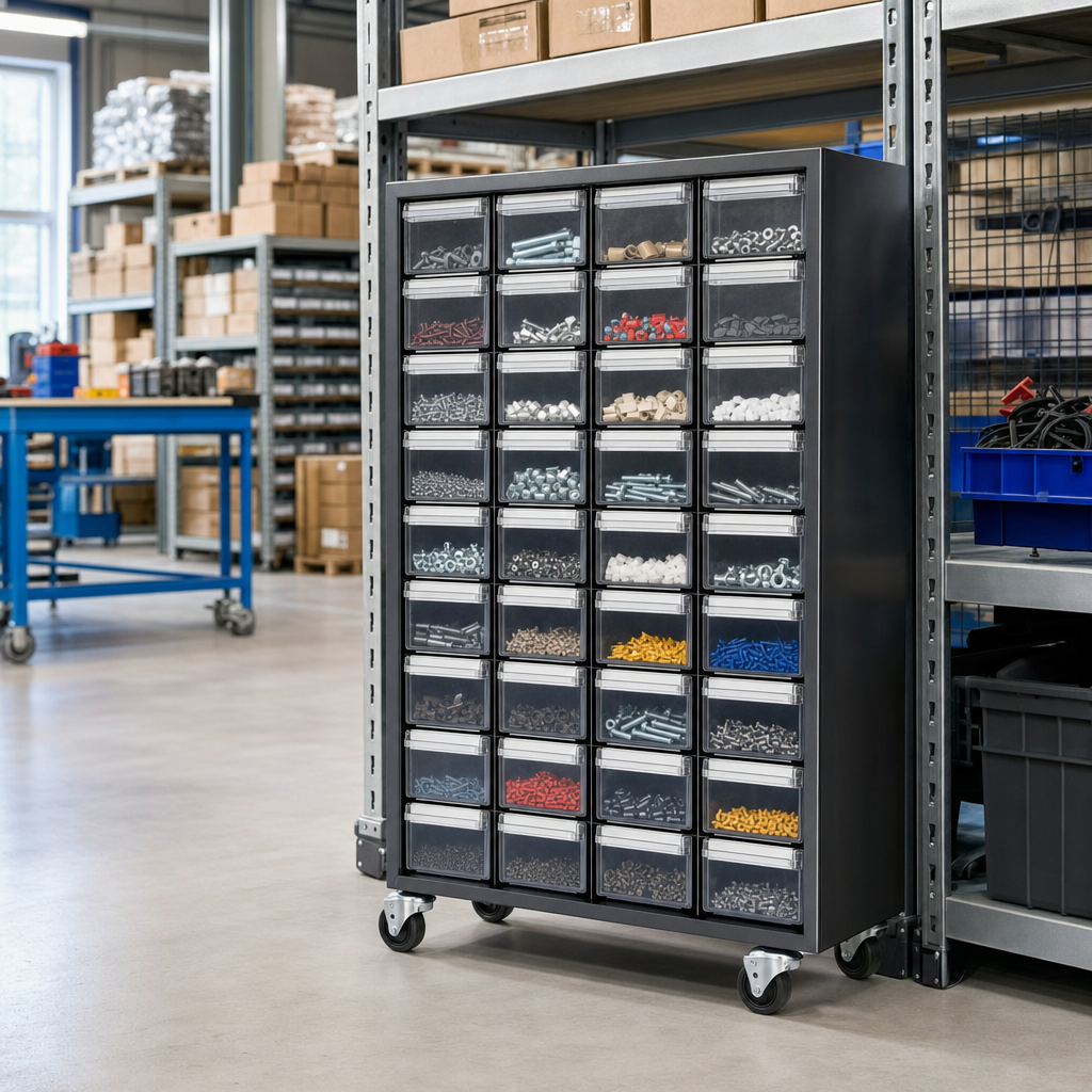 30 Drawer Mobile Small Parts Cabinet