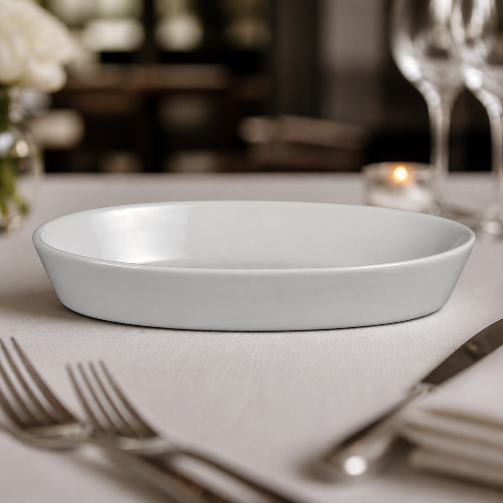 Commercial Oval Sole Dish 195x110mm Porcelain 6 Pack