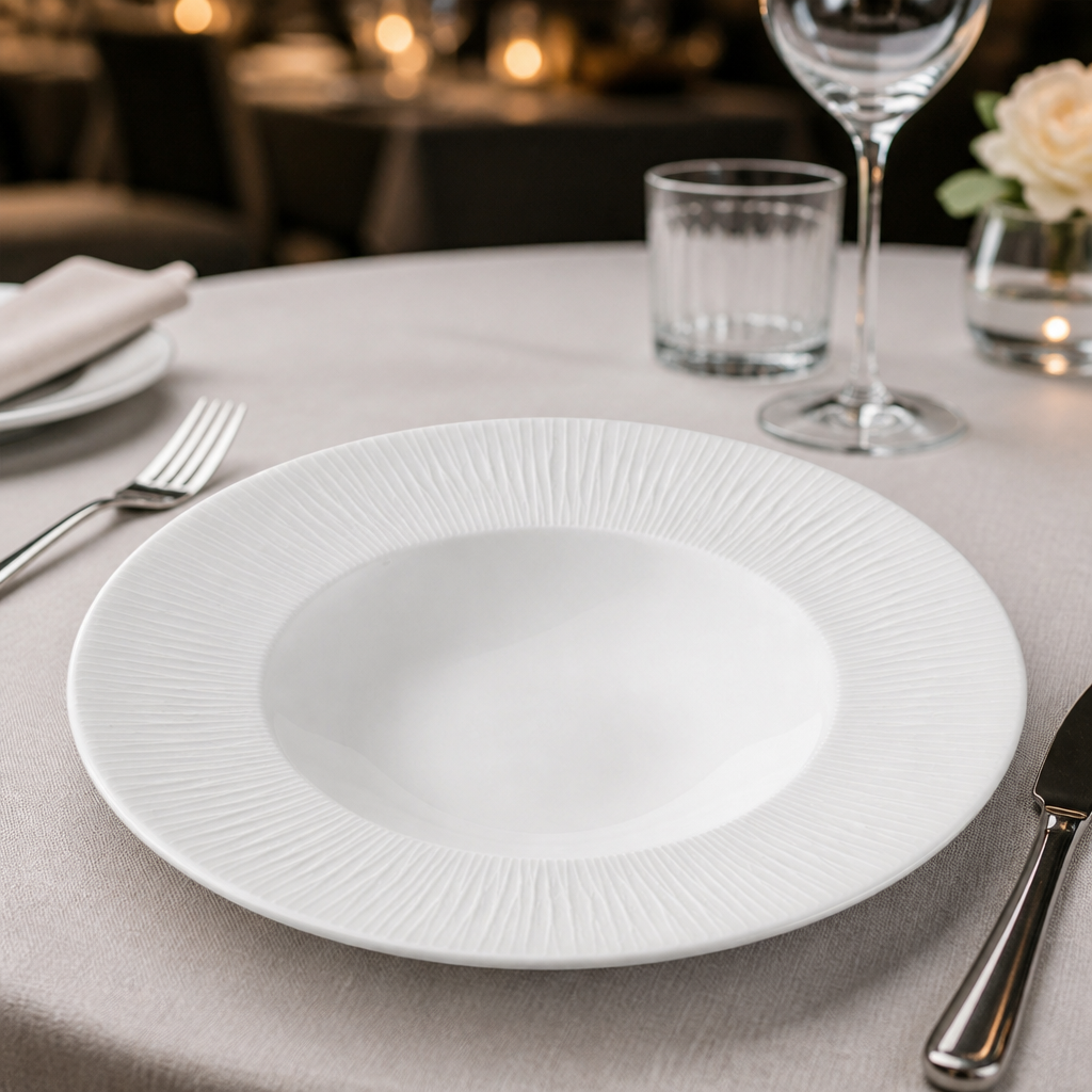 Commercial Bamboo Wide Rim Bowl 265mm for food presentation