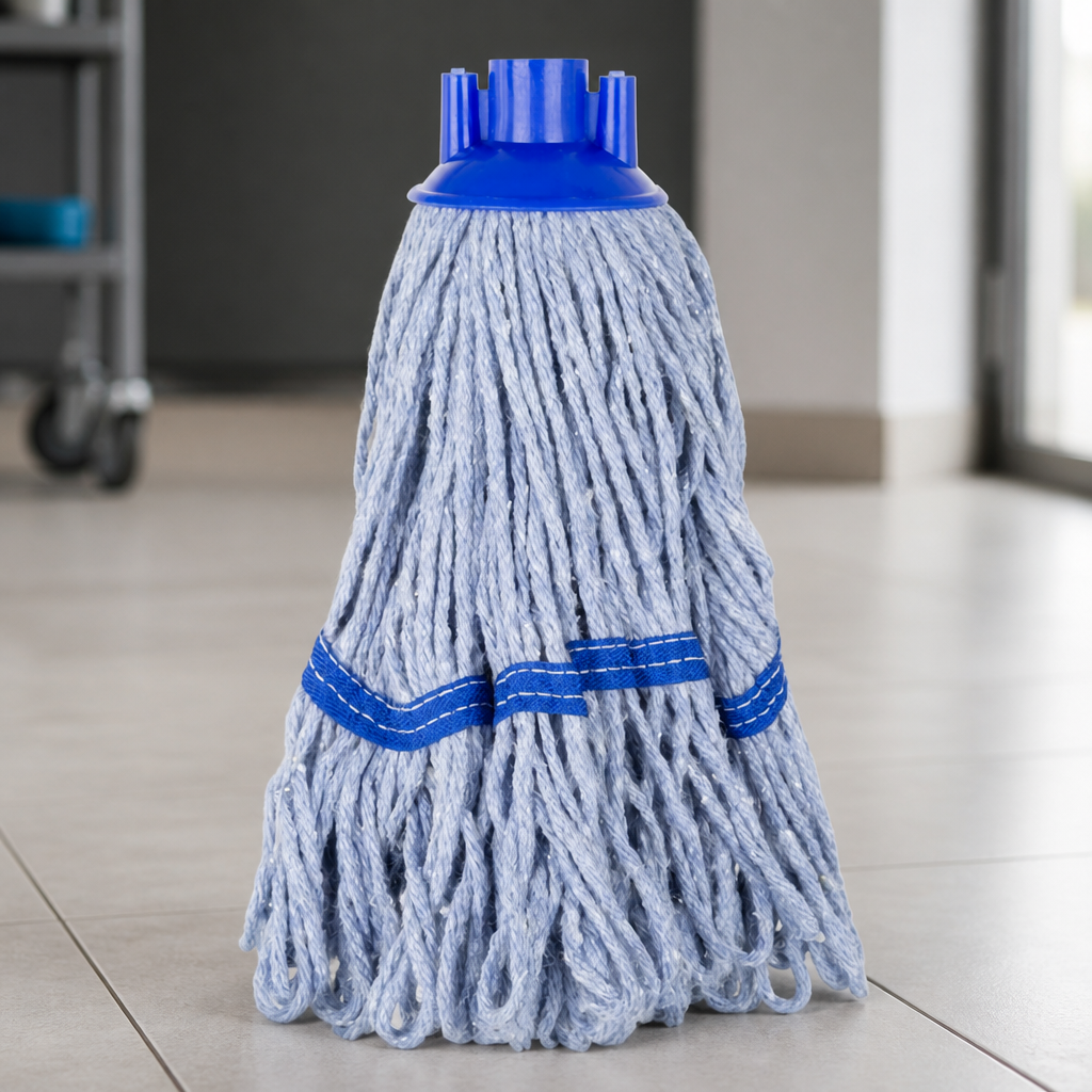 Commercial Deck Mop Head Blue Stripe 200g for Hard Floors