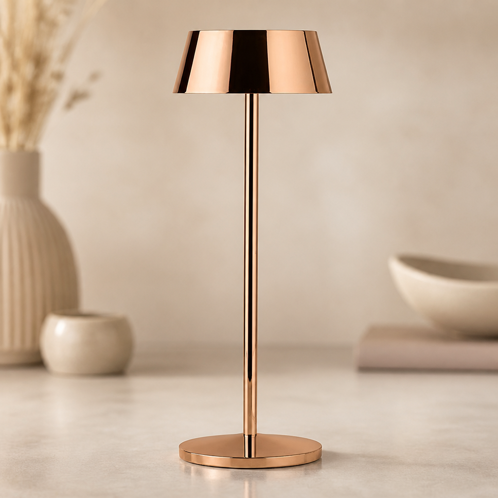 Cordless LED Table Lamp 300mm Copper Finish - 6 Pack