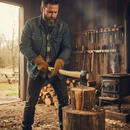 Premium Heavy Duty Hand Axe with Wooden Handle, 24OZ Drop Forged Steel Head and Safety Blade Guard