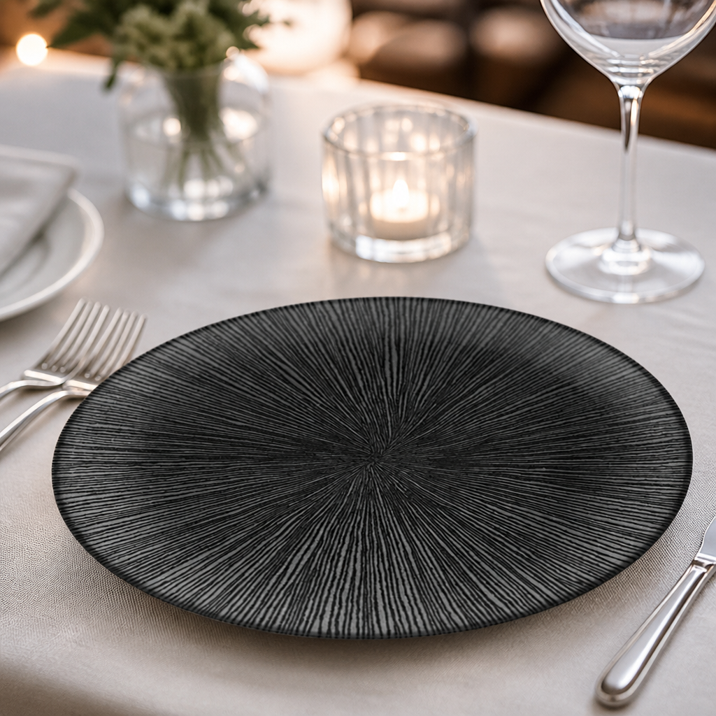 Commercial Coupe Plates Black 217mm - 12 Pack