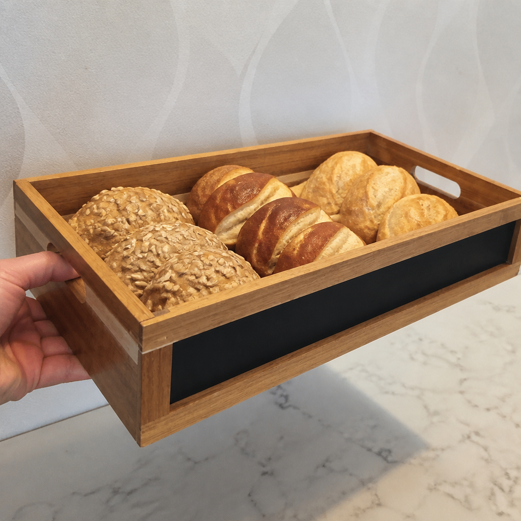 Commercial Wooden Bread Crate with Chalkboard 1/1 GN 120mm High