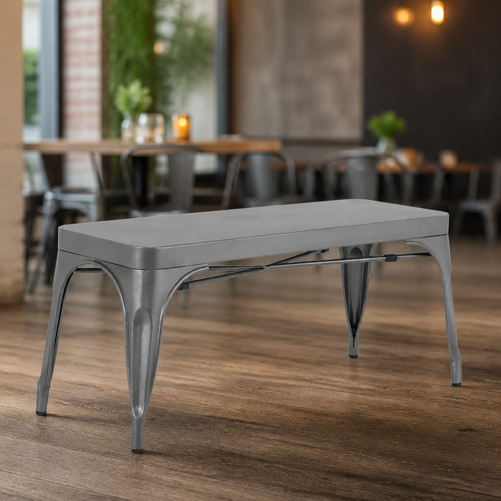 Commercial Metal Benches 1000mm Grey 2 Pack for indoor outdoor use