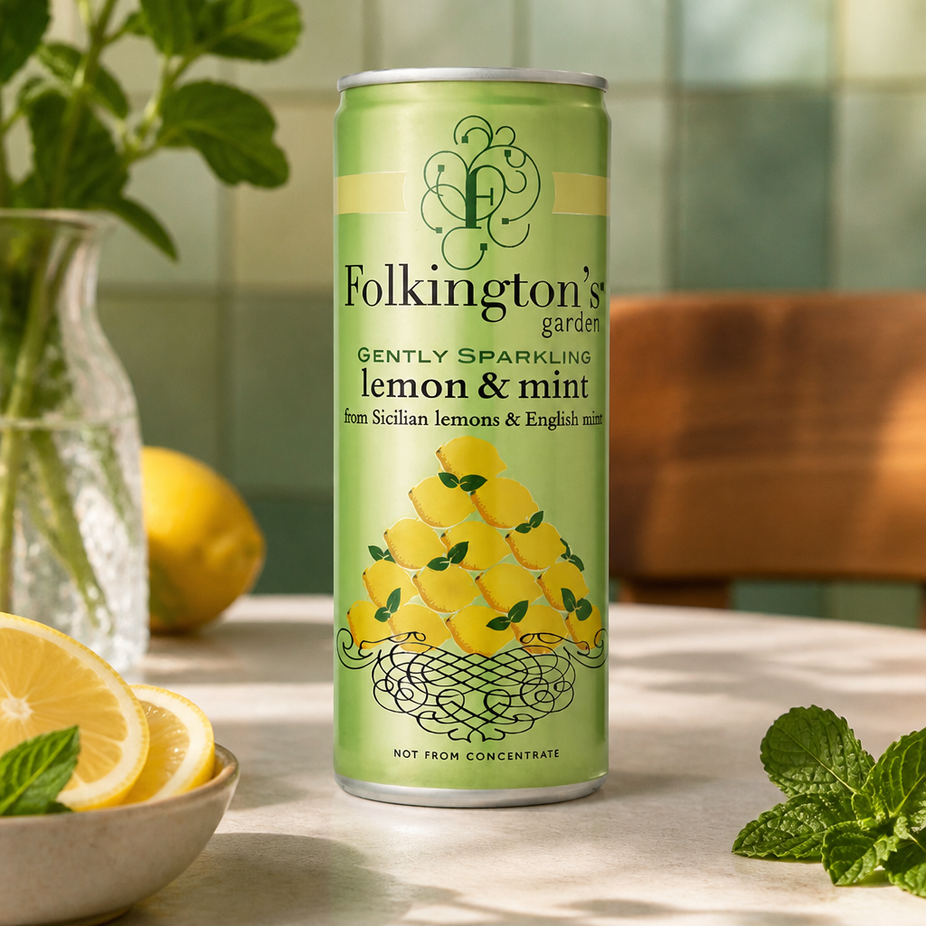 Commercial Sparkling Soft Drink Lemon & Mint 250ml Can 12 Pack