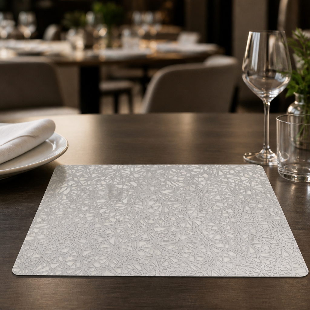 Commercial Silicone Placemats 305x406mm in Silver Twine, 12 Pack