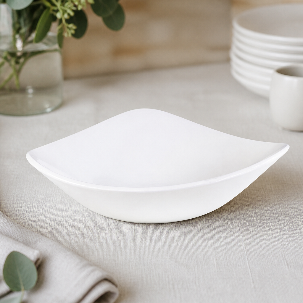 White triangle bowls 235mm 600ml commercial catering set of 12
