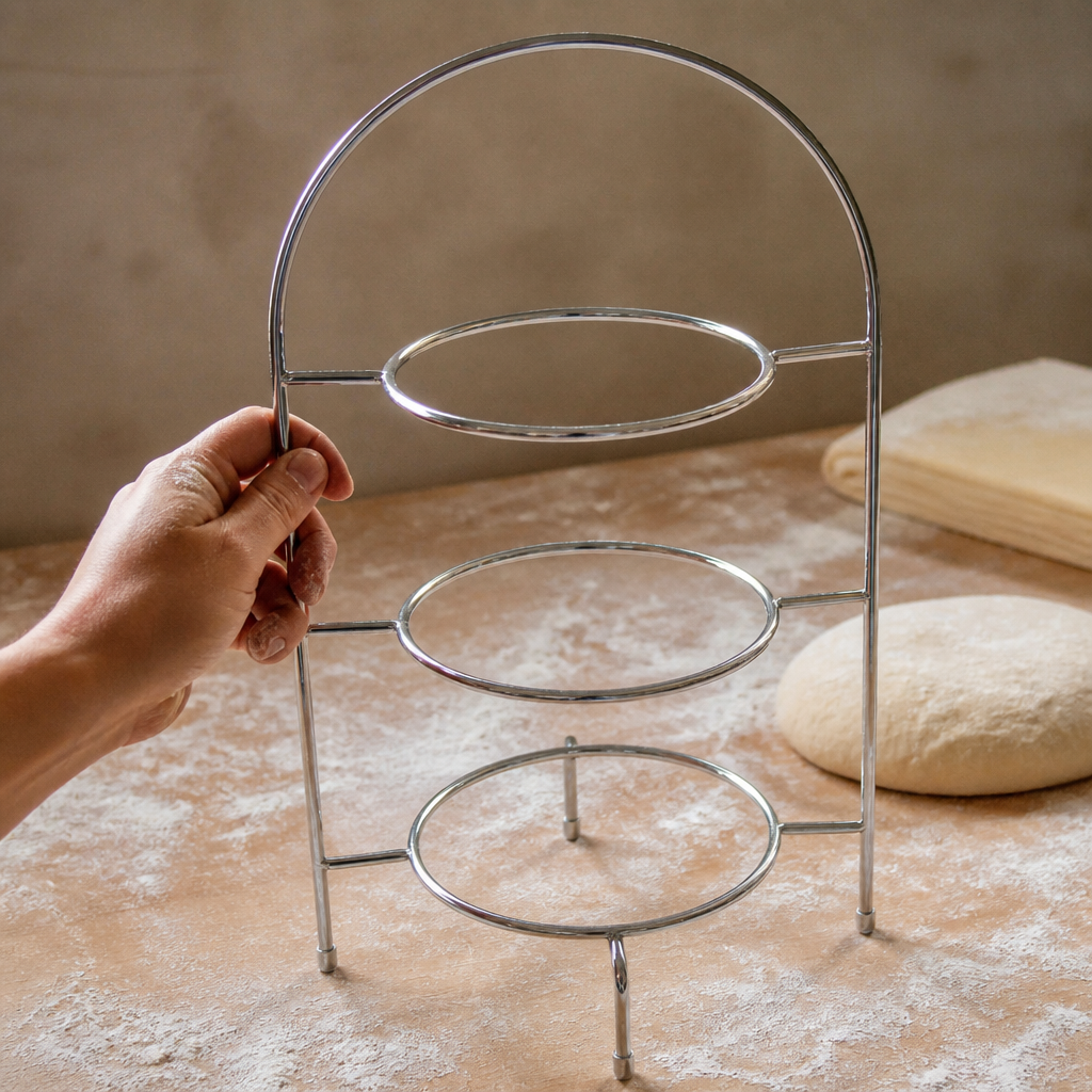 3-Tier Commercial Cake Stand for Plates Up to 210mm Silver