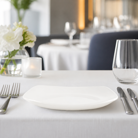 Commercial Square Plates 215mm Porcelain 12 Pack
