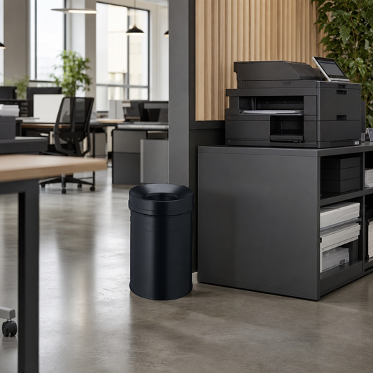 30L Fire-Resistant Metal Waste Bin with Slotted Opening