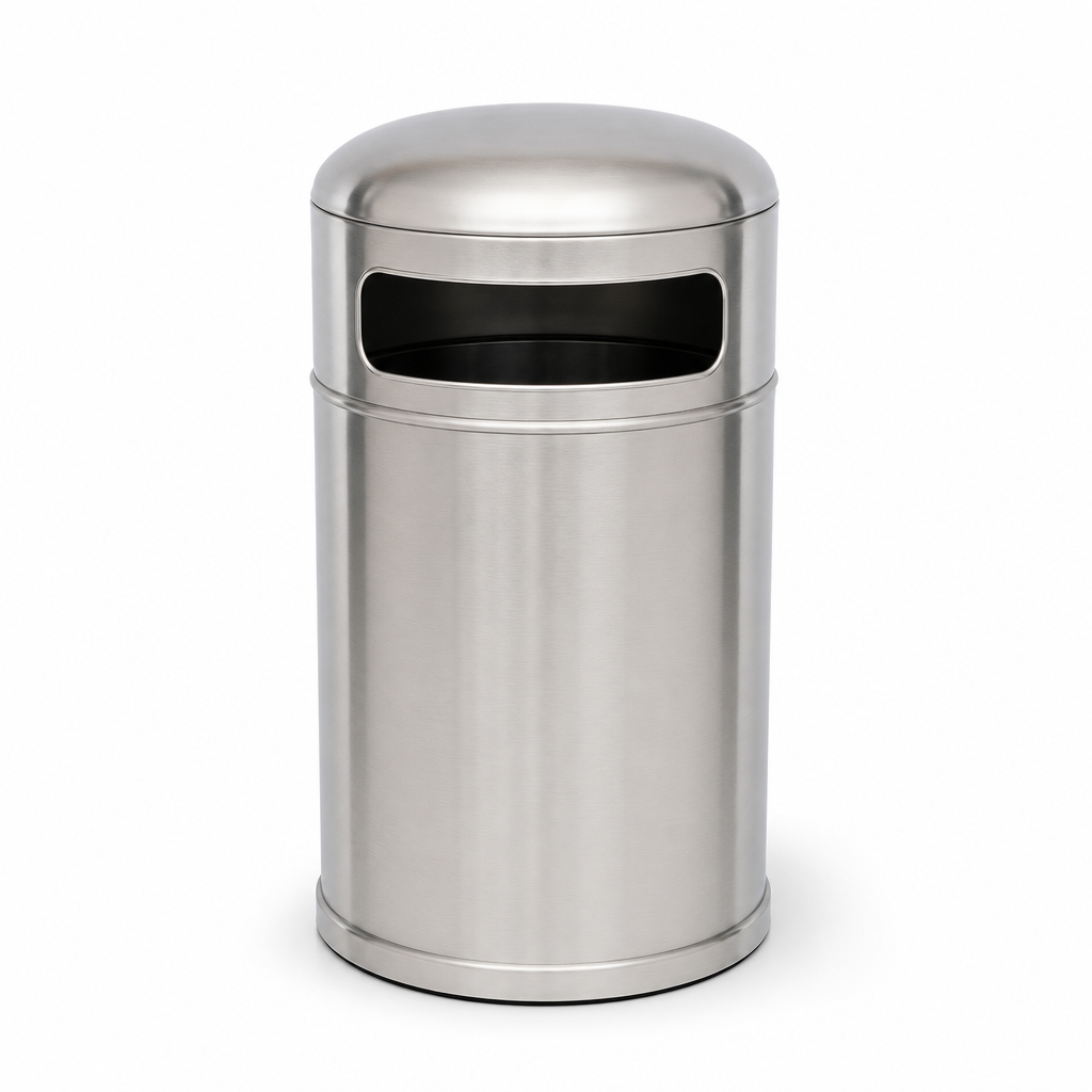 30L Fire-Resistant Metal Waste Bin with Slotted Opening