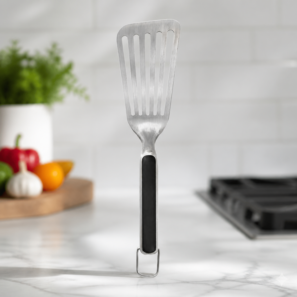 Commercial Stainless Steel Grilling Turner with Non-Slip Grip