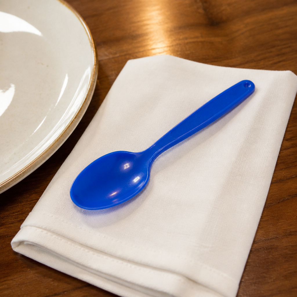 Commercial Polypropylene Spoons Blue 12 Pack Dishwasher Safe