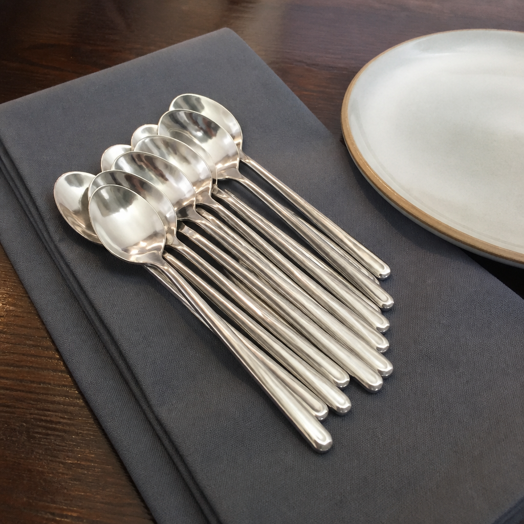 Set of 12 commercial stainless steel teaspoons for dining