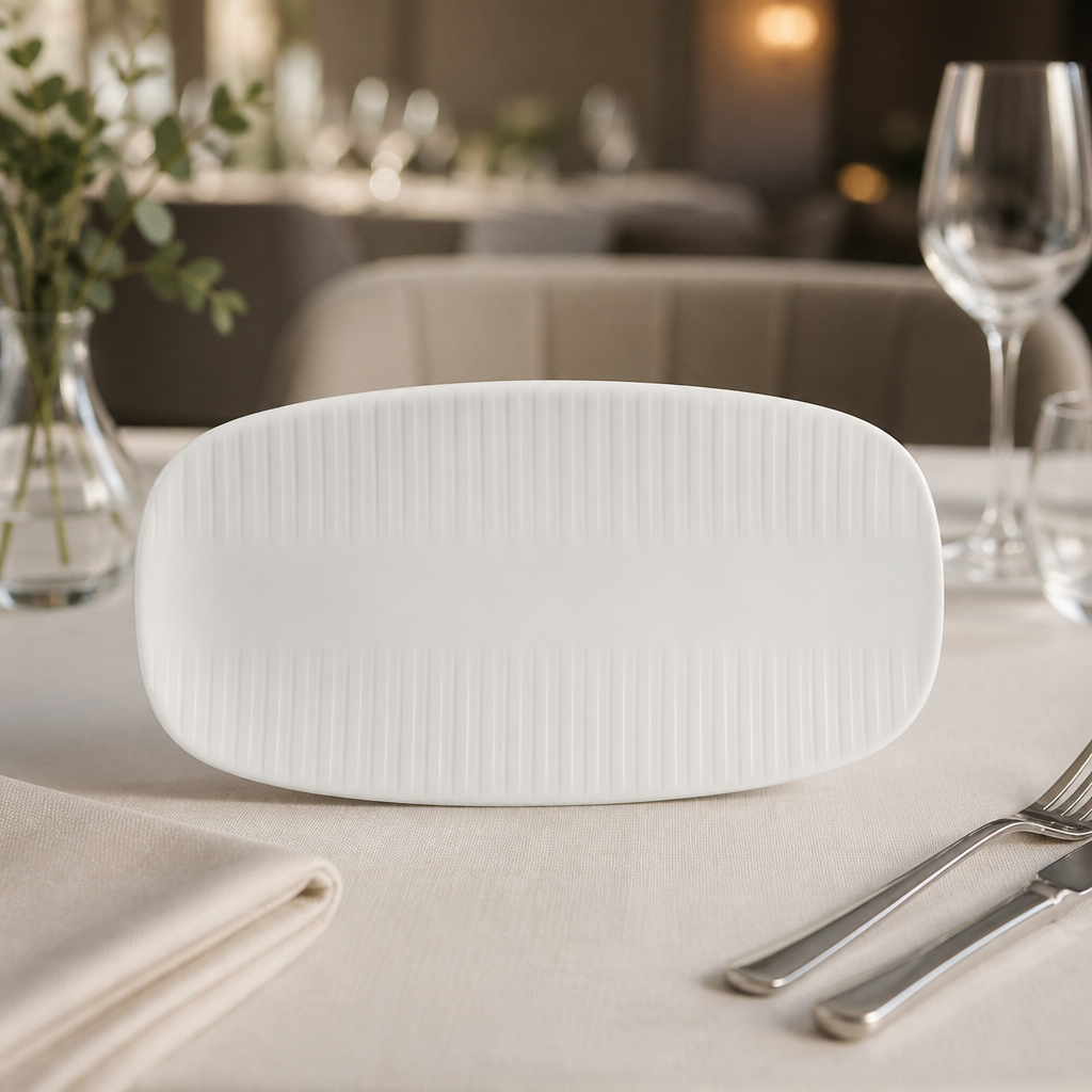 Commercial Oblong Plates 298x152mm Grey 12 Pack