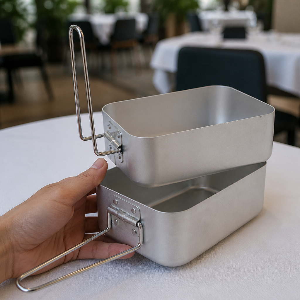 Two Size Mess Tin Set - Lightweight Stainless Steel Catering Dishes
