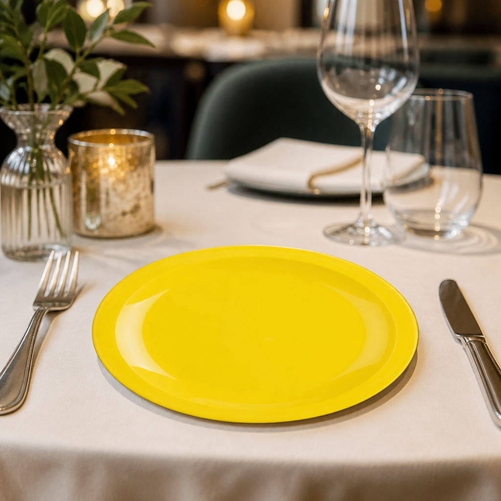 Commercial Polypropylene Plates Yellow 230mm 12 Pack