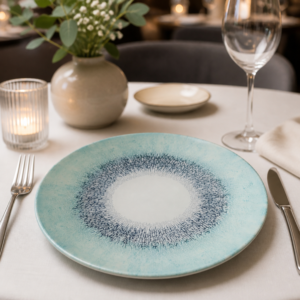 Commercial Coupe Plates 248mm Fusion Blue Textured Design 12 Pack