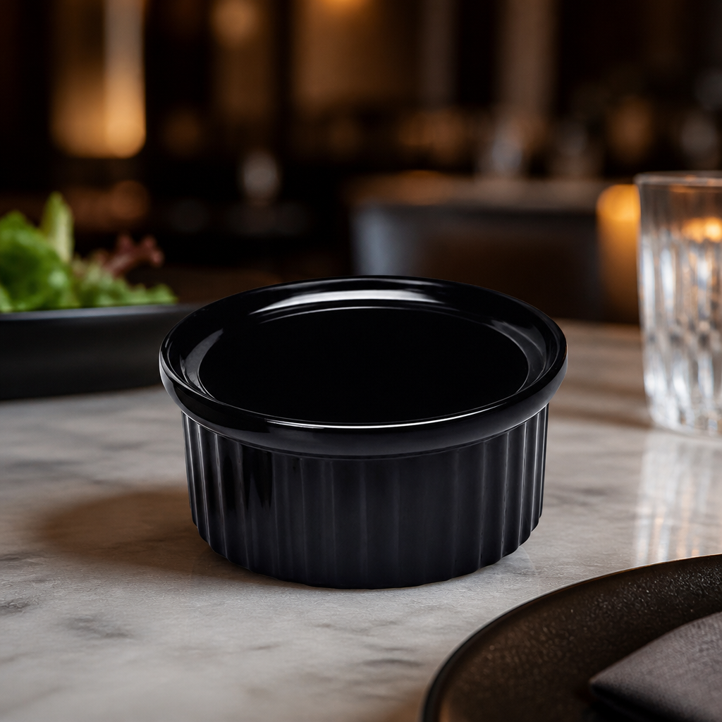 Commercial Melamine Ramekins 120ml Black 12 Pack Souffle Dishes