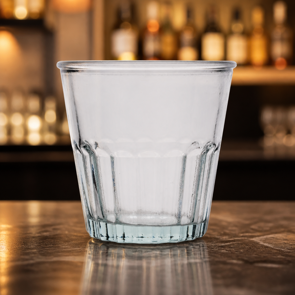 Recycled Glass Fluted Rocks Tumblers 250ml - 6 Pack