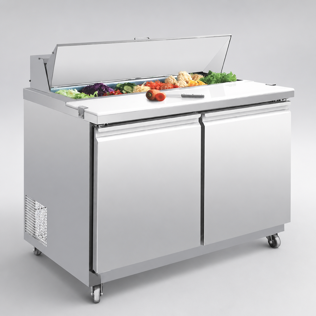 Commercial Double Door Prep Counter Fridge 405L Capacity