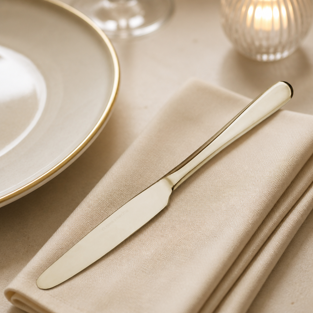 Champagne Gold Table Knives 12 Pack for commercial catering
