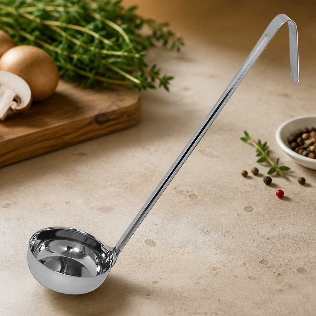 Commercial Flat Bottom Ladle 180ml Stainless Steel Kitchen Tool