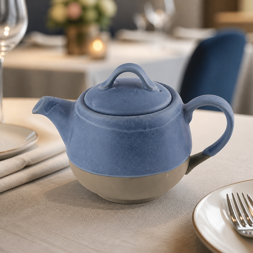 Commercial Emerge Oslo Blue Teapot 443ml durable ceramic
