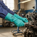 Premium Nitrile Grip Pattern Gauntlets with Flocked Lining for Wet and Oily Environments - Latex-Free and Food Handling Approved