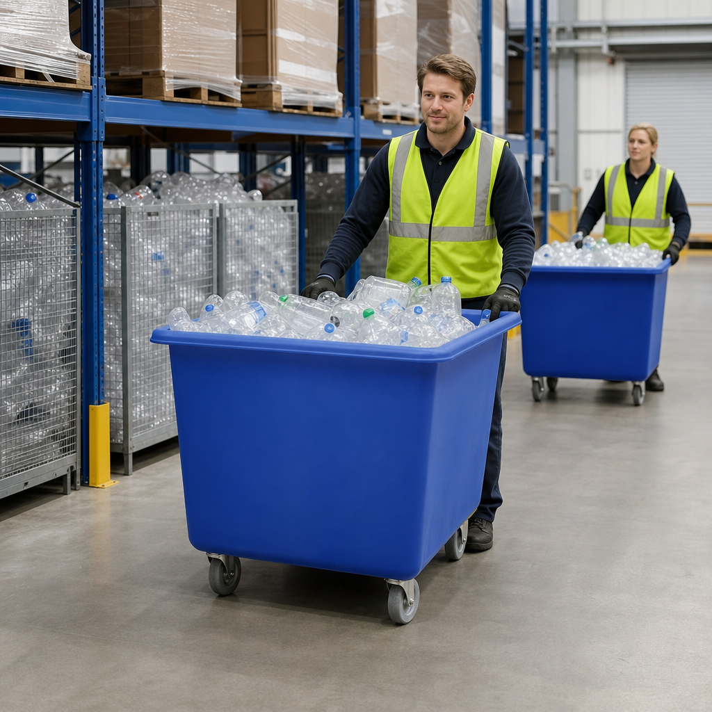 320L Plastic Bottle Skip Waste Bin on 4 Wheels
