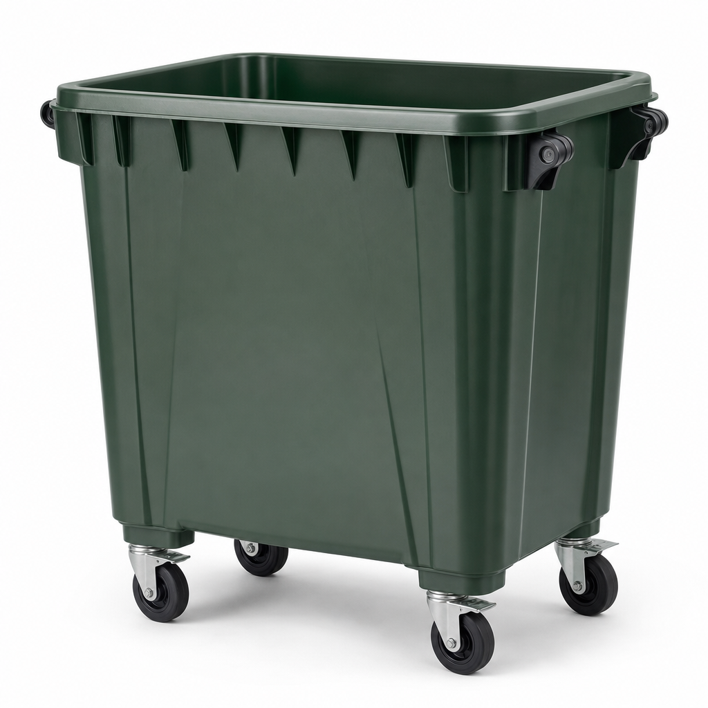 320L Plastic Bottle Skip Waste Bin on 4 Wheels