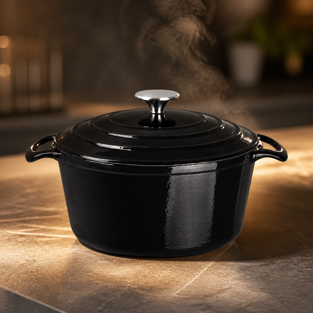 Commercial Cast Iron Casserole Dish 3.2L Black Enamelled