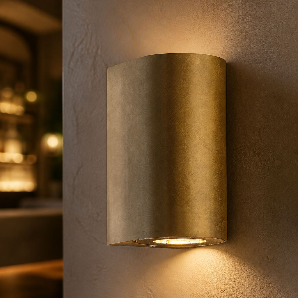 Outdoor Wall Light 172mm Brass Weather Resistant Coastal Design