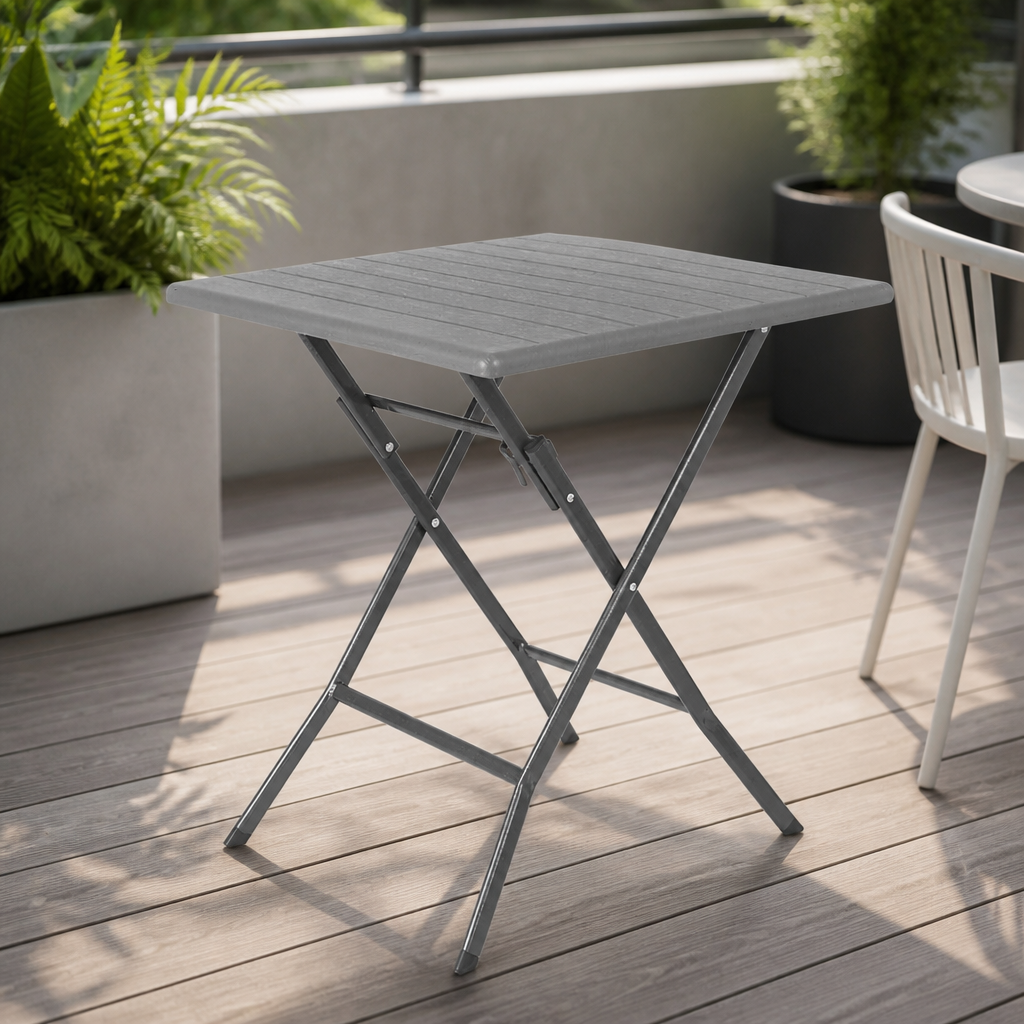 Commercial Square Folding Table 620mm Wood Effect Outdoor Use