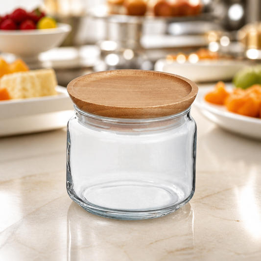 500ml Commercial Biscotti Jars with Wooden Lids - 6 Pack