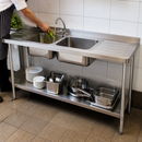Commercial Double Sink with Double Drainer 2100mm Stainless Steel