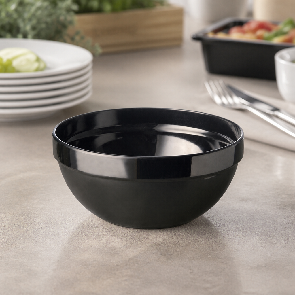 500ml Commercial Recycled Plastic Bowl 140mm Black