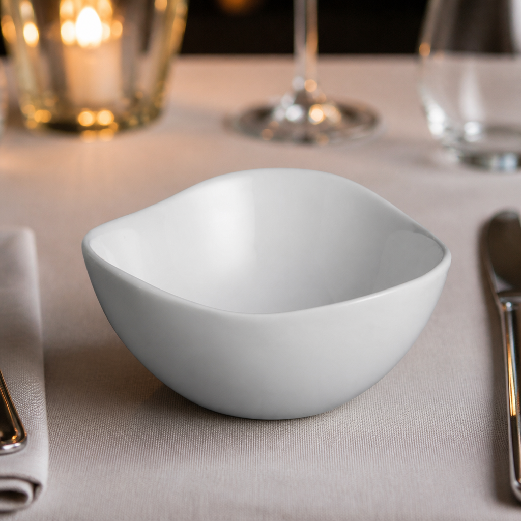 Commercial 105mm wavy salad bowls - 12 pack porcelain