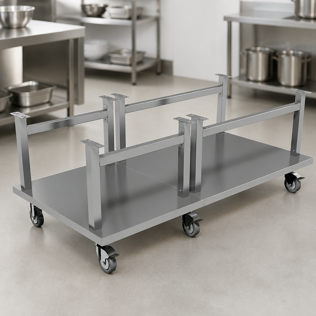 Commercial Stainless Steel Mobile Stand for 1500mm Countertop