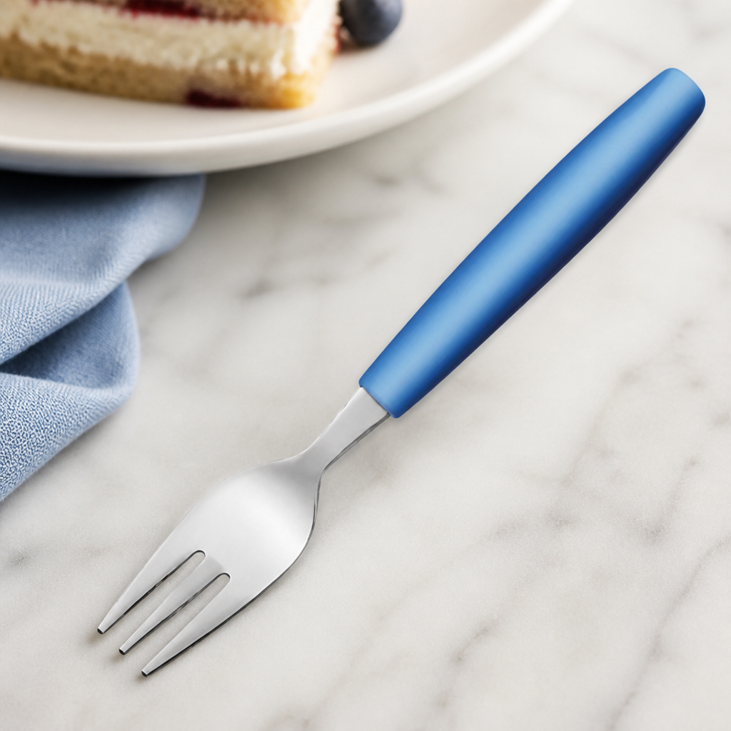 Commercial Cake Forks 165mm Blue Handles Pack of 12