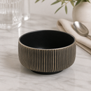 Commercial Deep Bowls 150mm Black & White Stoneware Set of 6