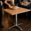Commercial Square Beech Tabletop with Chrome Base 710mm High