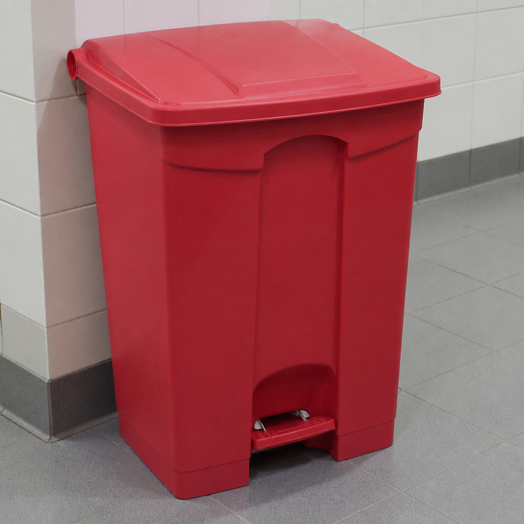 Commercial 65L Red Pedal Bin for hygienic waste disposal