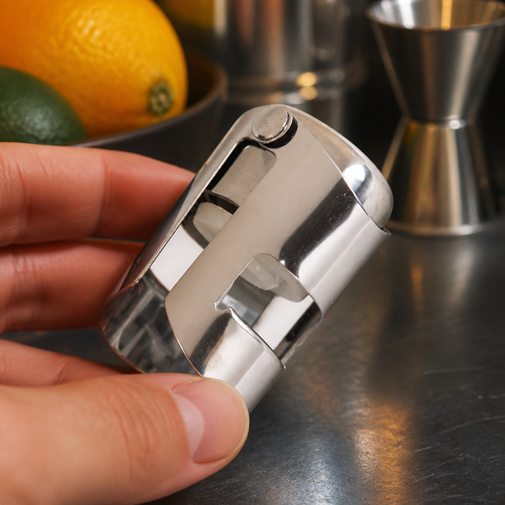 Commercial Champagne Stopper with built-in clamp for security