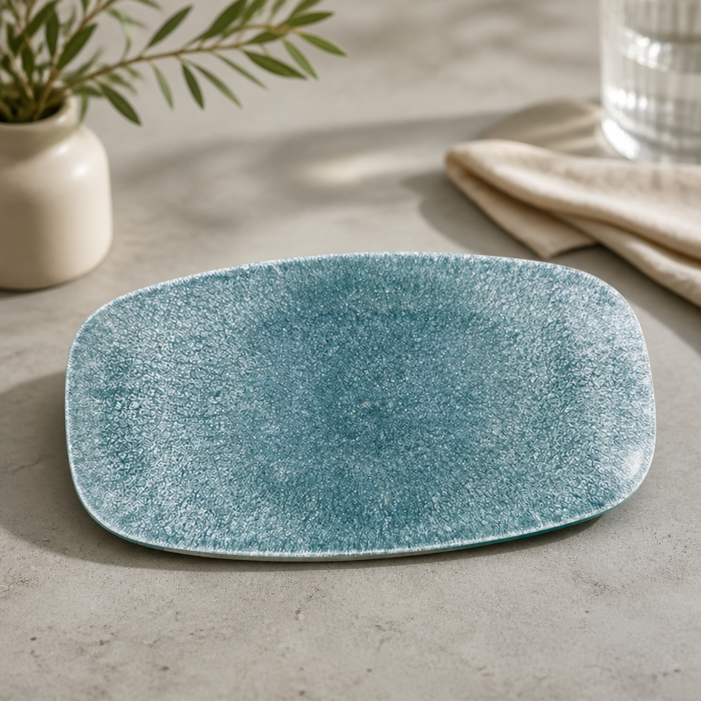 Commercial Oblong Plates Topaz Blue 298mm 12 Pack