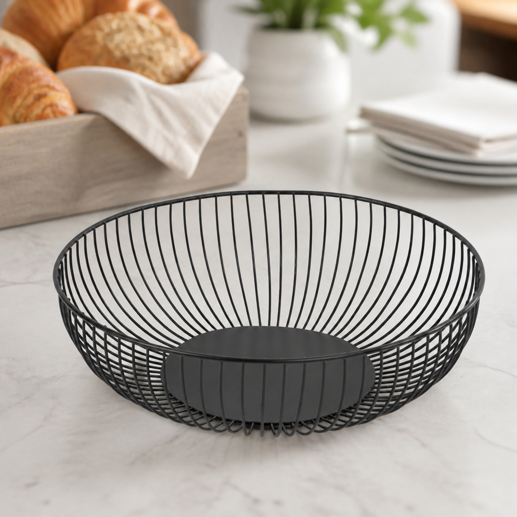 Round Wire Food Display Basket 285x85mm Commercial Serving Baskets