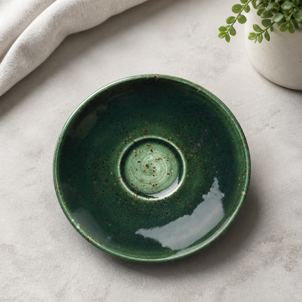 Commercial 12.5cm Burnt Emerald Saucers - 12 Pack