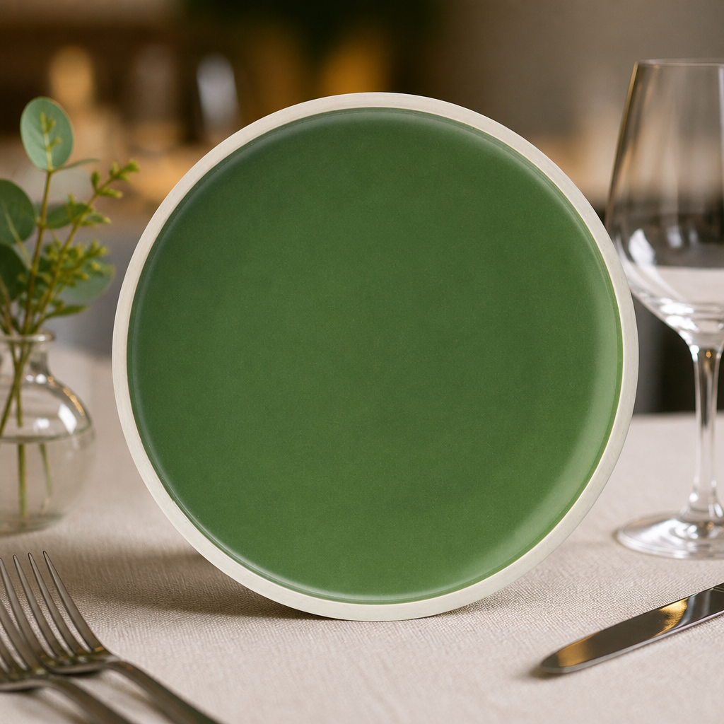 Commercial Vitrified Porcelain Plates 265mm Forest Green 6 Pack