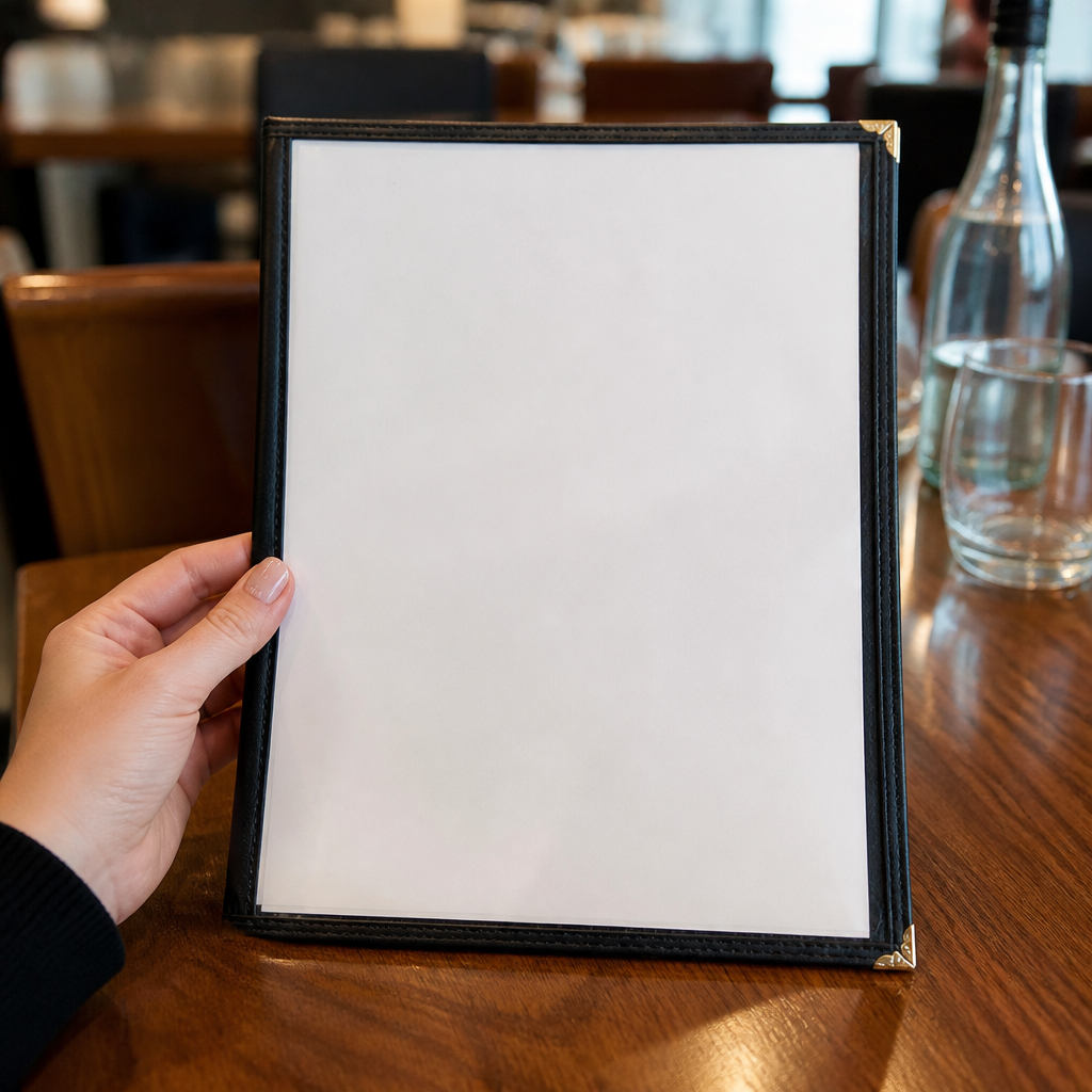 Black Commercial Menu Cover for Four Sheets